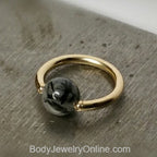 Quartz / Tourmaline Medium Captive Bead Ring CBR - 16 gauge Hoop - 14k Gold or Platinum