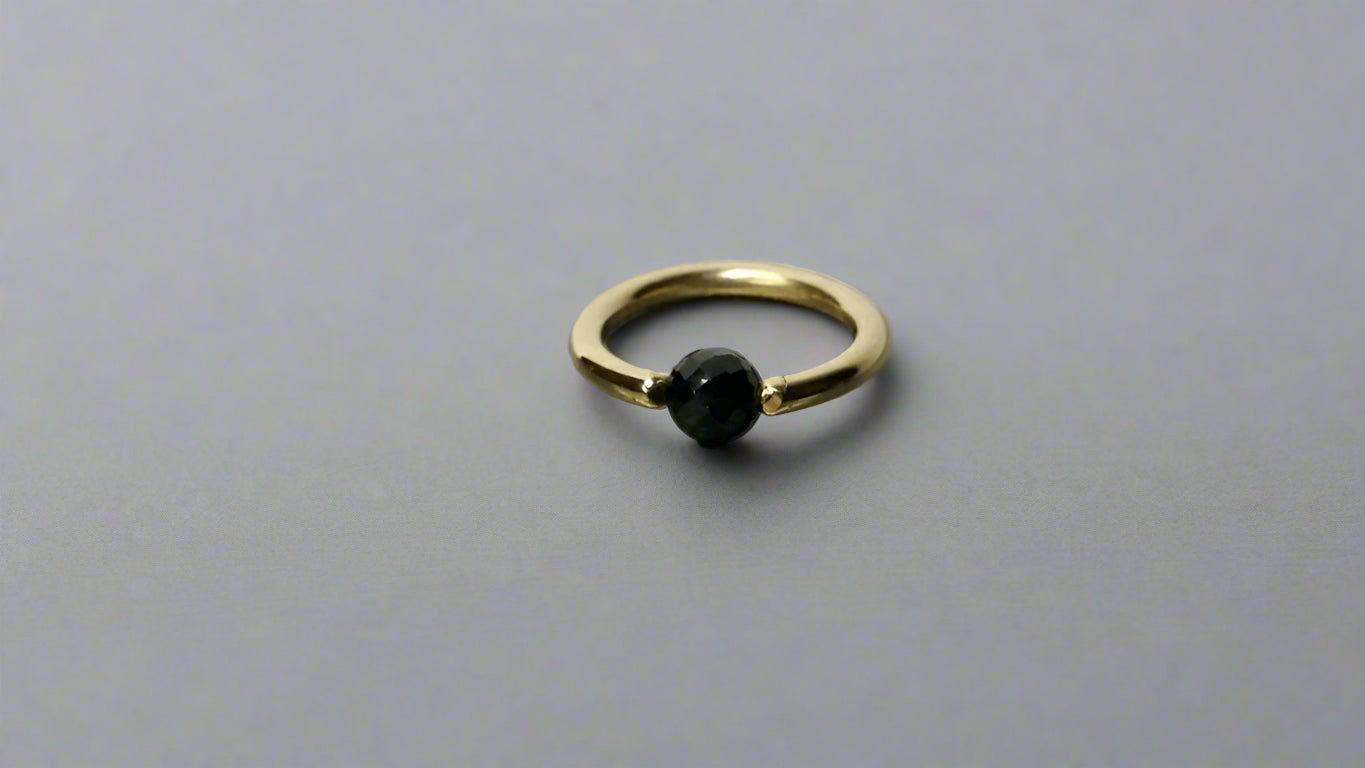 Spinel Faceted Captive Bead Ring - 16 ga Hoop - 14k Gold (Y, W, or R), Sterling Silver, or Platinum