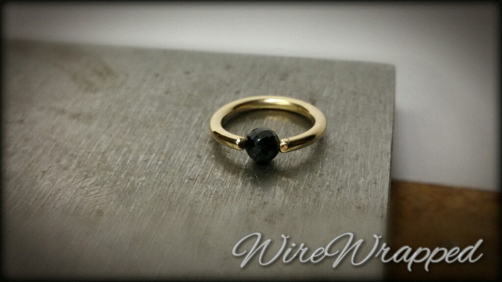 Spinel Faceted Captive Bead Ring - 14 ga Hoop - 14k Gold (Y, W, or R), Sterling Silver, or Platinum