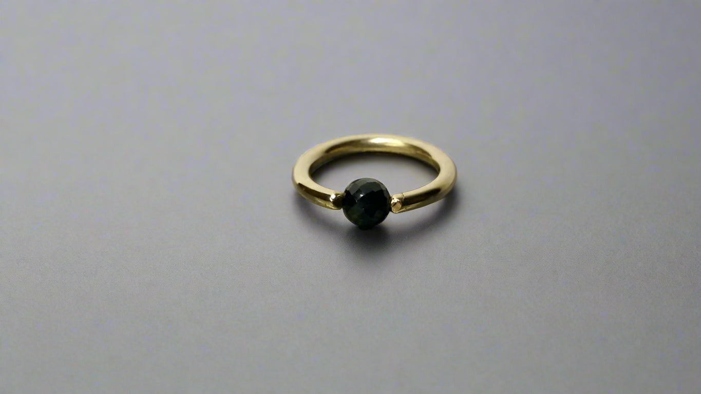 Spinel Faceted Captive Bead Ring - 14 ga Hoop - 14k Gold (Y, W, or R), Sterling Silver, or Platinum