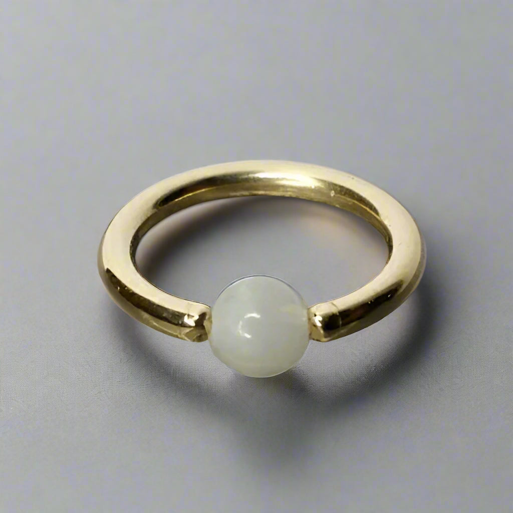 Moonstone Captive Bead Ring -14 ga Hoop - 14k Gold (Y, W, or R), Sterling Silver, or Platinum