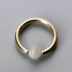 Moonstone Captive Bead Ring -14 ga Hoop - 14k Gold (Y, W, or R), Sterling Silver, or Platinum