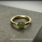 Jade Captive Bead Ring CBR - 16 ga Hoop - 14k Gold or Platinum