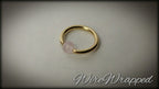 Rose Quartz Captive Bead Ring CBR - 14 ga Hoop - 14k Gold or Platinum