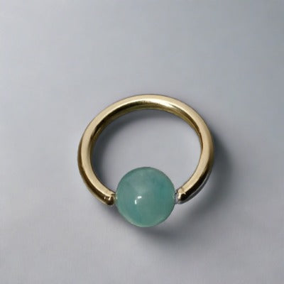 4mm Amazonite Captive Bead Ring - 16 ga Hoop - 14k Gold (Y, W, or R), Sterling Silver, or Platinum