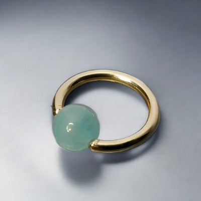 4mm Amazonite Captive Bead Ring - 16 ga Hoop - 14k Gold (Y, W, or R), Sterling Silver, or Platinum