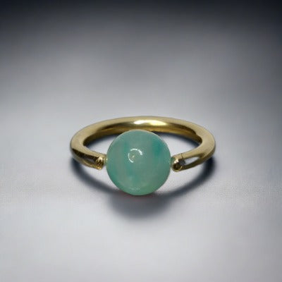 4mm Amazonite Captive Bead Ring - 14 ga Hoop - 14k Gold (Y, W, or R), Sterling Silver, or Platinum