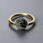 Quartz / Tourmaline Medium Captive Bead Ring - 14 gauge Hoop - 14k Gold (Y, W, or R), Sterling Silver, or Platinum