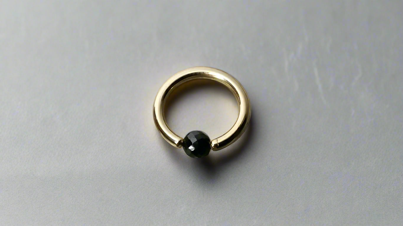 Spinel Faceted Captive Bead Ring - 16 ga Hoop - 14k Gold (Y, W, or R), Sterling Silver, or Platinum