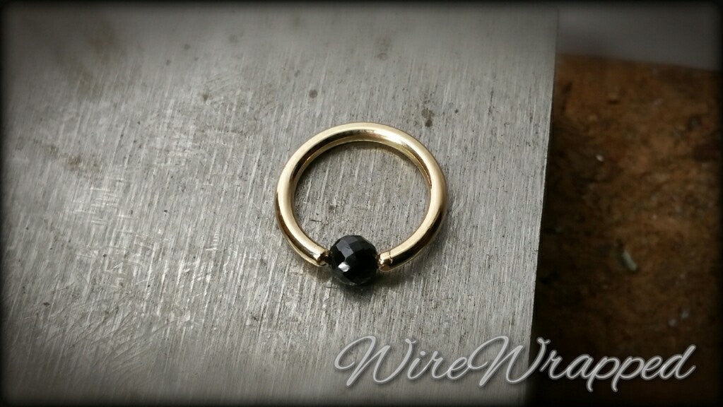 Spinel Faceted Captive Bead Ring - 14 ga Hoop - 14k Gold (Y, W, or R), Sterling Silver, or Platinum