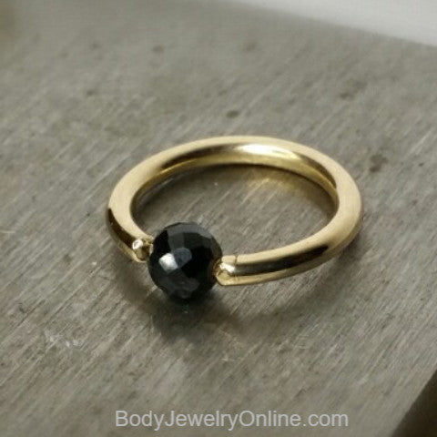 Spinal Faceted Captive Bead Ring - 16 ga Hoop - 14k Gold (Y, W, or R), Sterling Silver, or Platinum