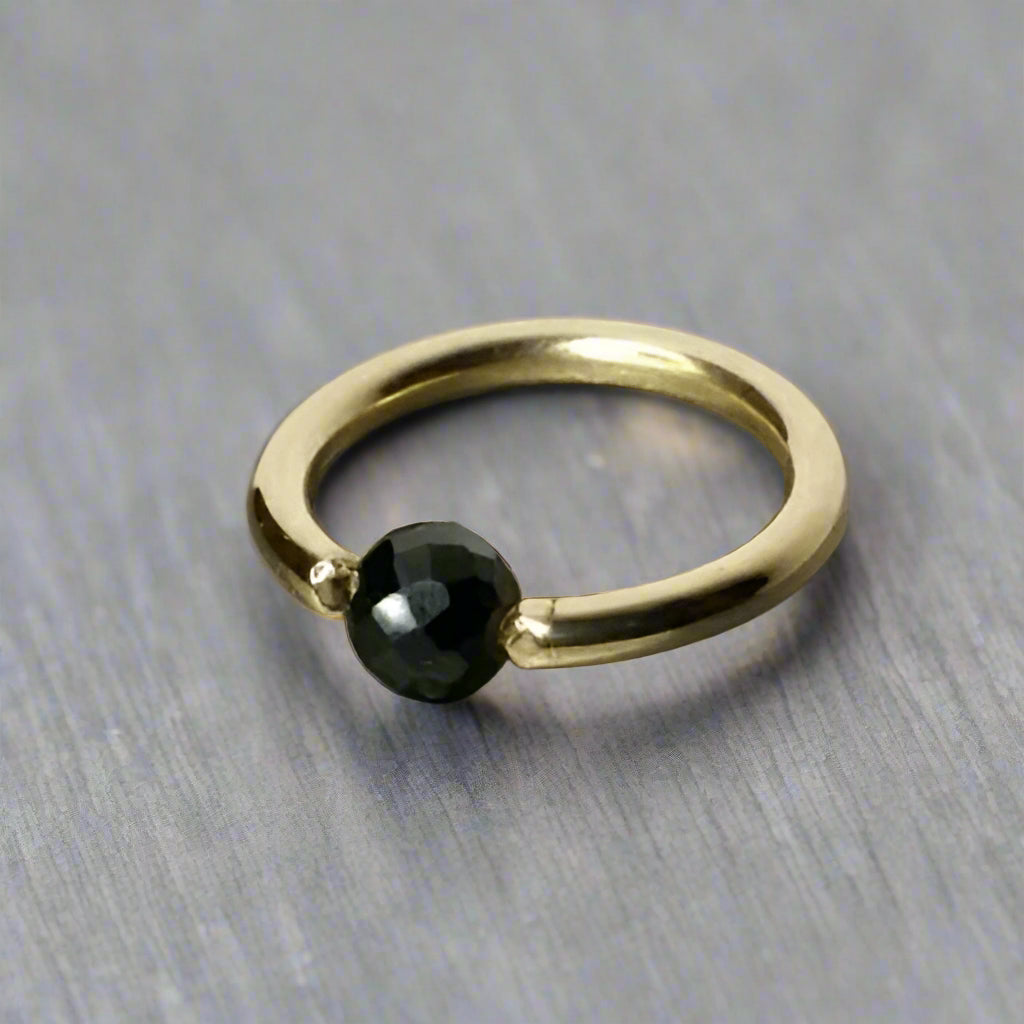 Spinel Faceted Captive Bead Ring - 16 ga Hoop - 14k Gold (Y, W, or R), Sterling Silver, or Platinum
