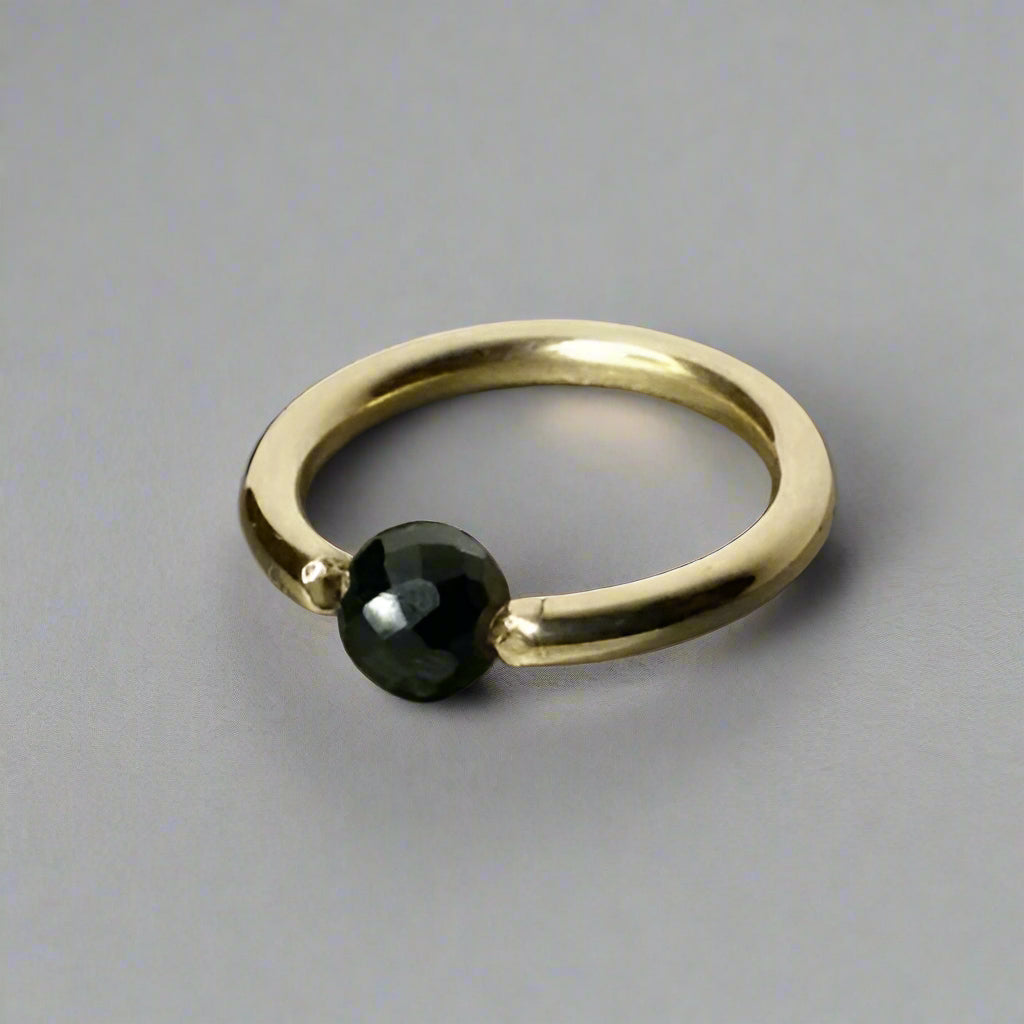 Spinel Faceted Captive Bead Ring - 14 ga Hoop - 14k Gold (Y, W, or R), Sterling Silver, or Platinum