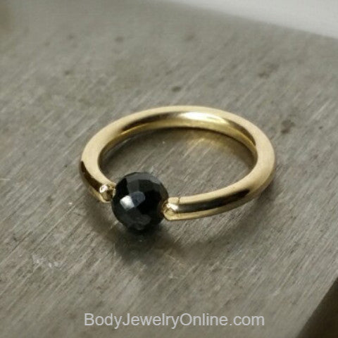 Spinel Faceted Captive Bead Ring - 14 ga Hoop - 14k Gold (Y, W, or R), Sterling Silver, or Platinum