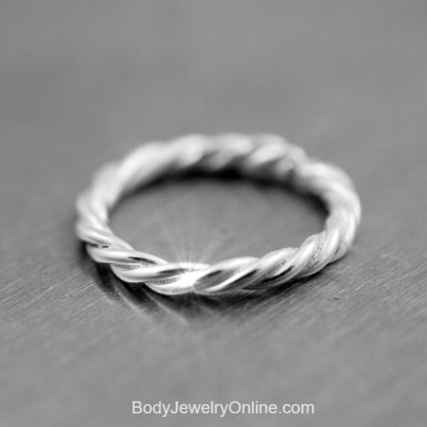 Septum Nose Ring Hoop Hand Twisted Rope VARIETY Cartilage 16 gauge SOLID GOLD 14k Yellow, White, Pink Rose Gold, Platinum Hoop Earring Helix Tragus