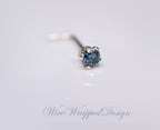 Blue Diamond Nose Stud 2mm - Gold or Platinum - Nose, Helix, Tragus, Lobe or Cartilage