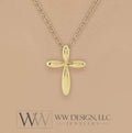 Minimalist CROSS Necklace - 14k SOLID Gold (Yellow, White, Rose), Platinum or Sterling Silver 14.6mmx11mm
