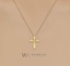 Minimalist CROSS Necklace - 14k SOLID Gold (Yellow, White, Rose), Platinum or Sterling Silver 14.6mmx11mm