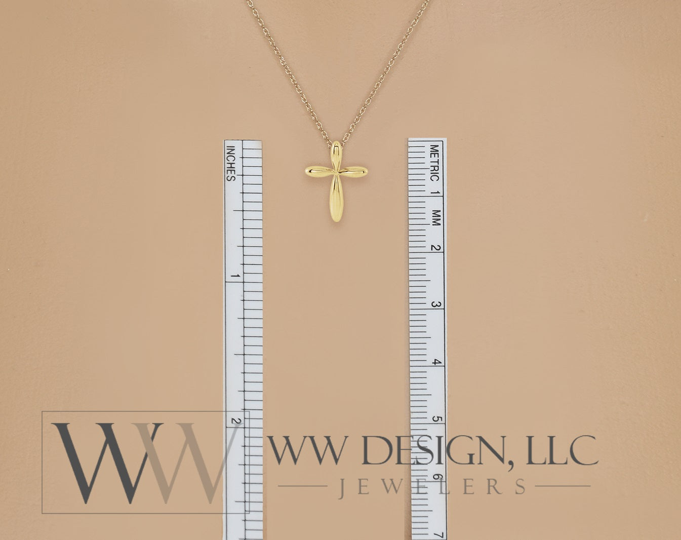 Minimalist CROSS Necklace - 14k SOLID Gold (Yellow, White, Rose), Platinum or Sterling Silver 14.6mmx11mm