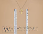 Minimalist CROSS Necklace - 14k SOLID Gold (Yellow, White, Rose), Platinum or Sterling Silver 14.6mmx11mm