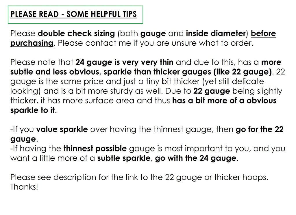 24 gauge Sparkly Diamond Cut Seamless Ring Hoop - 14k, 18k, 22k, 24k Gold (Yellow, White or Rose), Sterling Silver or Platinum