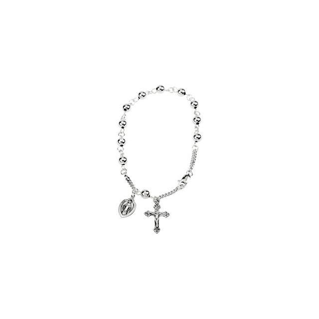 Ball Rosary Bracelet - Sterling Silver