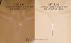 Minimalist Long CROSS Necklace - Customize- Sterling Silver or 14k Solid Gold (Yellow, White or Rose) - Celebrity Style of Nene Leakes RHOA, KTG Kathy Lee Gifford, Chenoweth, Kathie Lee Gifford