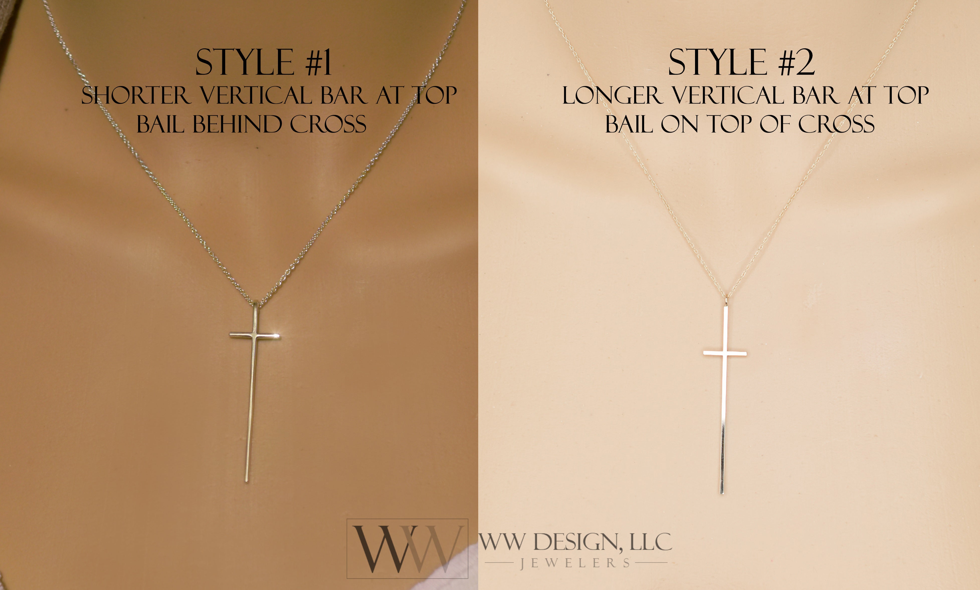 Minimalist Long CROSS Necklace - Customize- Sterling Silver or 14k Solid Gold (Yellow, White or Rose) - Celebrity Style of Nene Leakes RHOA, KTG Kathy Lee Gifford, Chenoweth, Kathie Lee Gifford