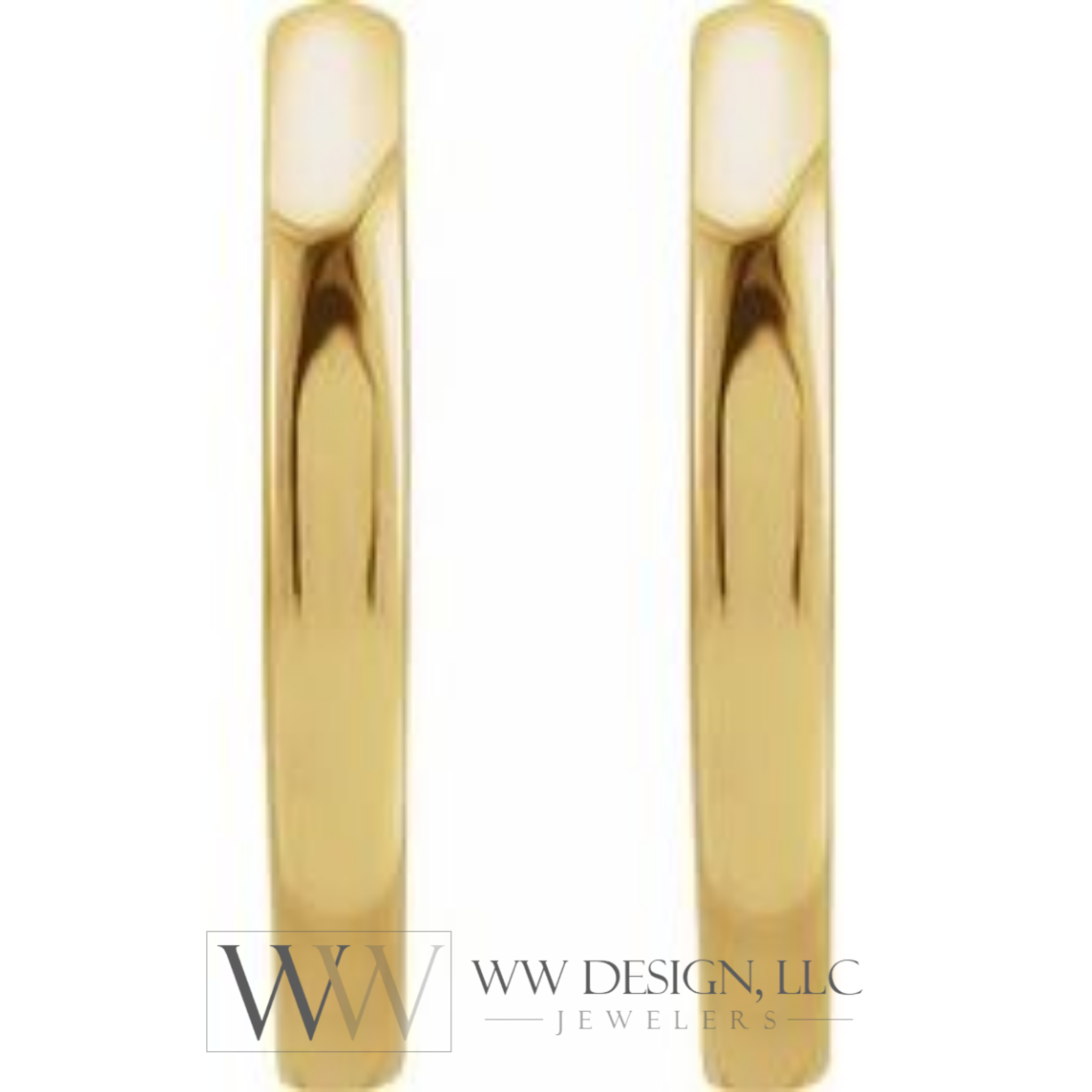 Hoop Huggie Sleeper Earrings 15mm - 14K Gold (Y, R OR W), Platinum, or Sterling Silver - wwdesignjewelers.com