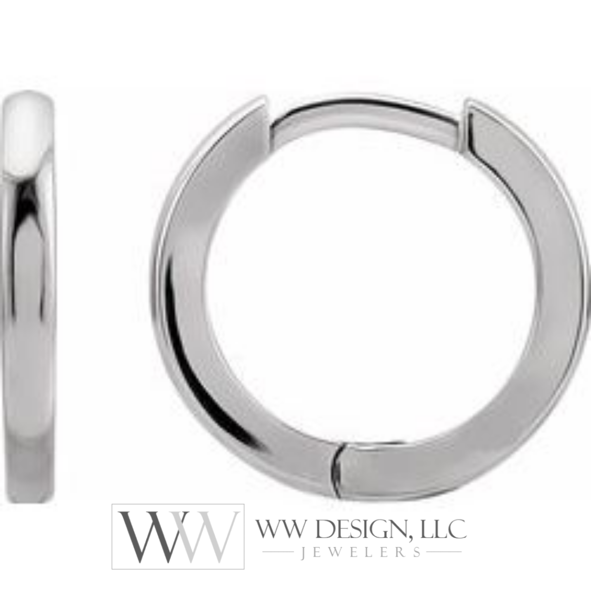 Hoop Huggie Sleeper Earrings 20mm - 14K Gold (Y, R OR W), Platinum, or Sterling Silver - wwdesignjewelry.com