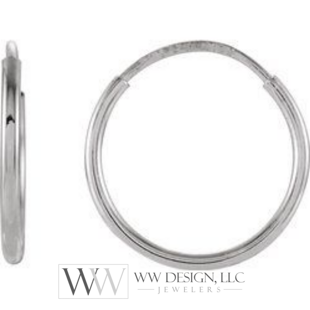 Hoop Endless Huggie Sleeper Earrings 12mm - 14K Gold (Y, R or W) - wwdesignjewelers.com