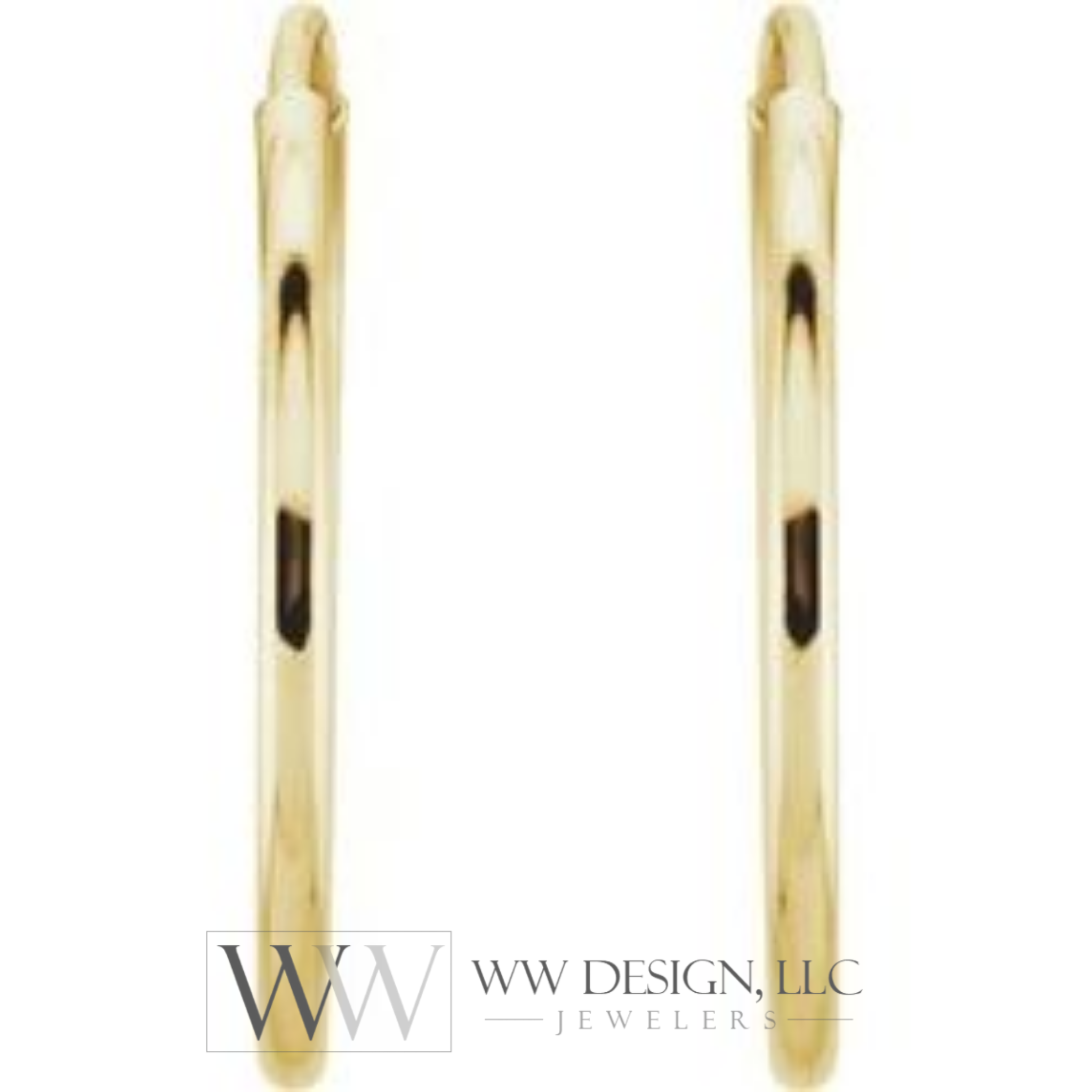 Hoop Endless Huggie Sleeper Earrings 15mm - 14K Gold (Y, R or W) - wwdesignjewelers.com